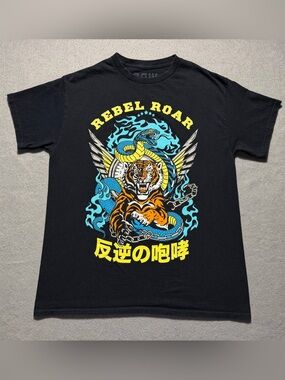 SCW Rebel Roar Tiger Snake Graphic T-Shirt Black Men’s Medium Streetwear